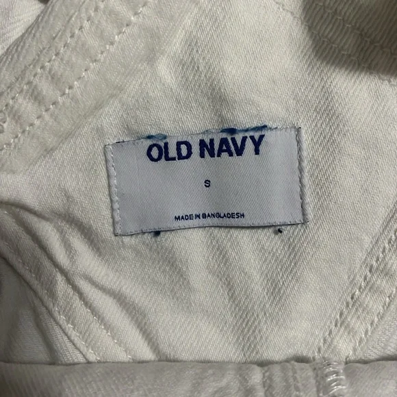 Old Navy White Overalls Size S Cuffed Hem Country Western Coastal Cowgirl Casual - Picture 4 of 12